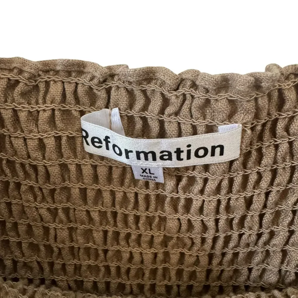 Reformation Hyland Linen Dress in Khaki Size XL - Picture 8 of 13